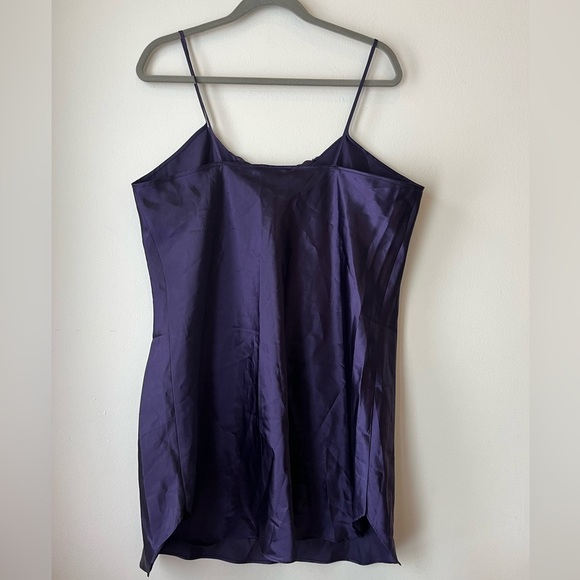 Vintage Sentiments Purple Satin Slip Dress women’s size large Lace Trim Y2K - Picture 7 of 10